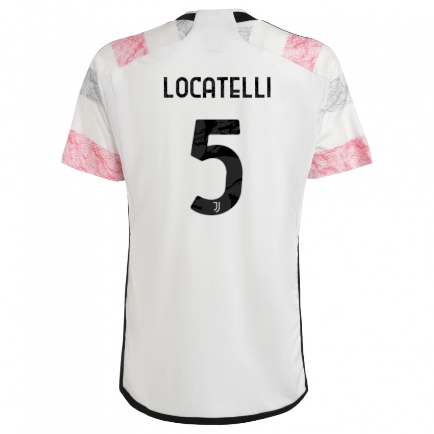 Hombre Camiseta Manuel Locatelli #5 Blanco Rosa 2ª Equipación 2023/24 La Camisa Perú