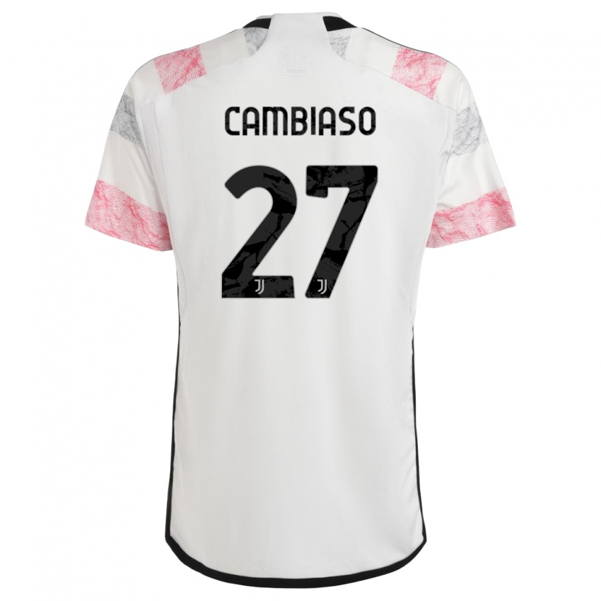 Hombre Camiseta Andrea Cambiaso #27 Blanco Rosa 2ª Equipación 2023/24 La Camisa Perú