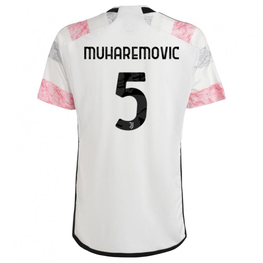 Hombre Camiseta Tarik Muharemovic #5 Blanco Rosa 2ª Equipación 2023/24 La Camisa Perú