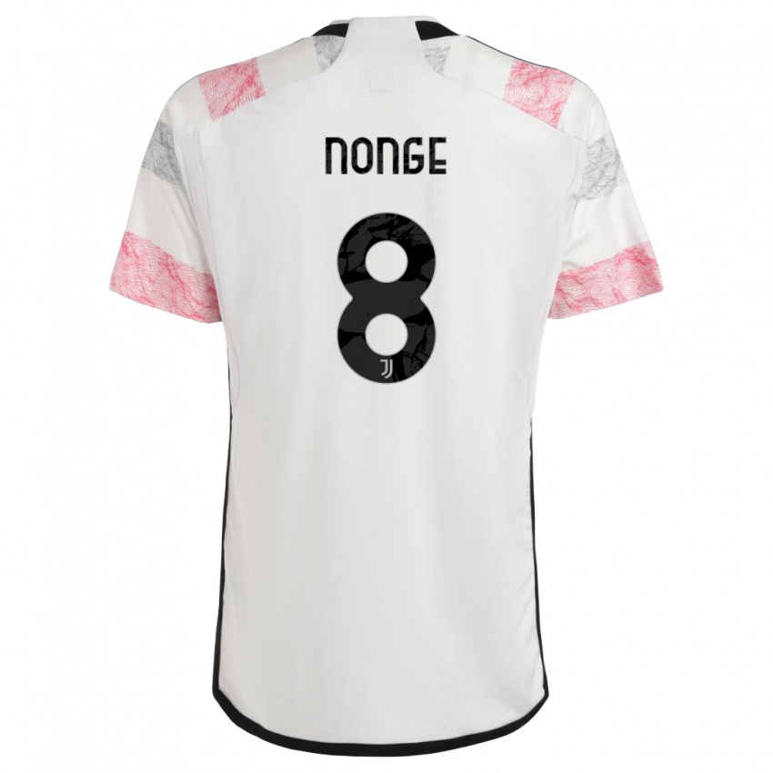 Hombre Camiseta Joseph Nonge #8 Blanco Rosa 2ª Equipación 2023/24 La Camisa Perú