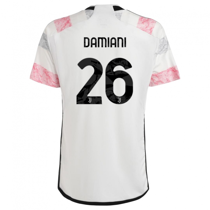 Hombre Camiseta Samuele Damiani #26 Blanco Rosa 2ª Equipación 2023/24 La Camisa Perú