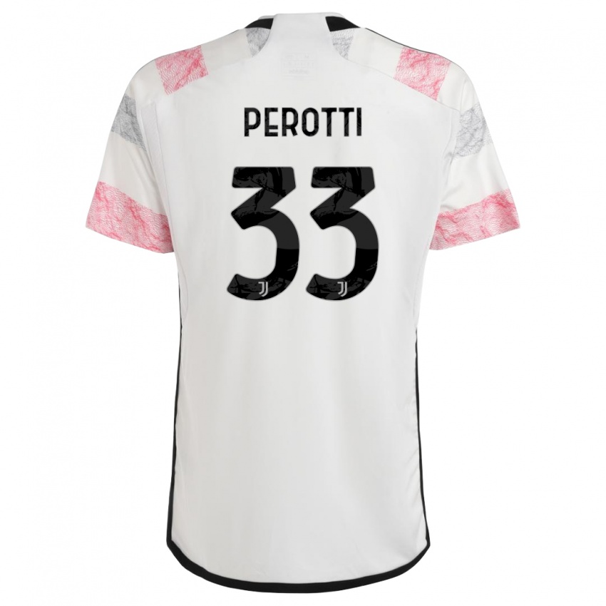 Hombre Camiseta Clemente Perotti #33 Blanco Rosa 2ª Equipación 2023/24 La Camisa Perú