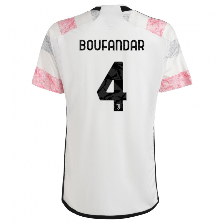 Hombre Camiseta Adam Boufandar #4 Blanco Rosa 2ª Equipación 2023/24 La Camisa Perú