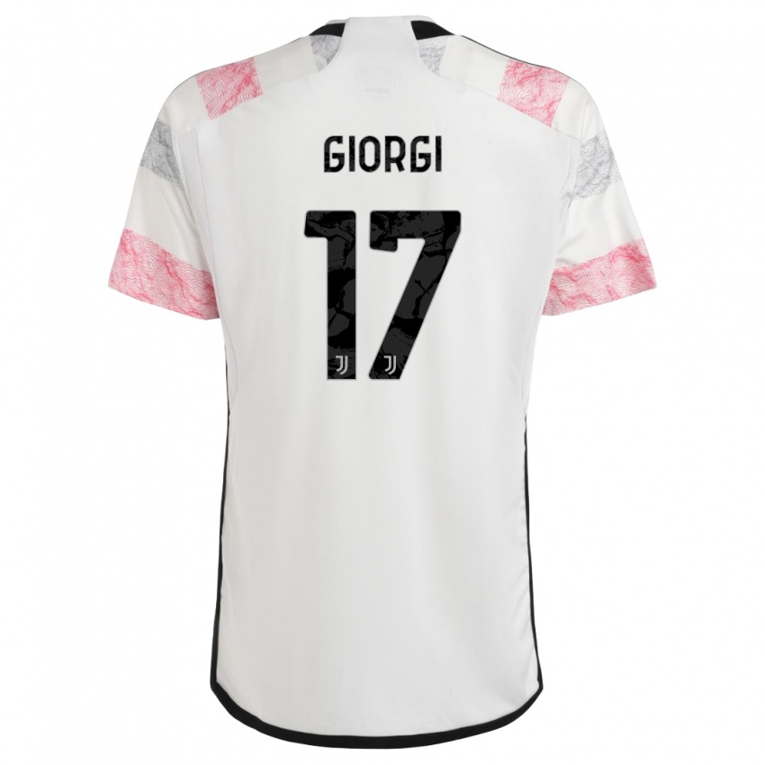 Hombre Camiseta Lorenzo Giorgi #17 Blanco Rosa 2ª Equipación 2023/24 La Camisa Perú