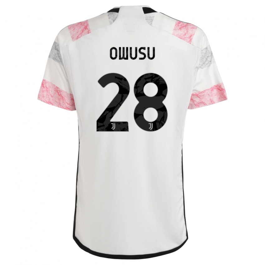 Hombre Camiseta Augusto Owusu #28 Blanco Rosa 2ª Equipación 2023/24 La Camisa Perú