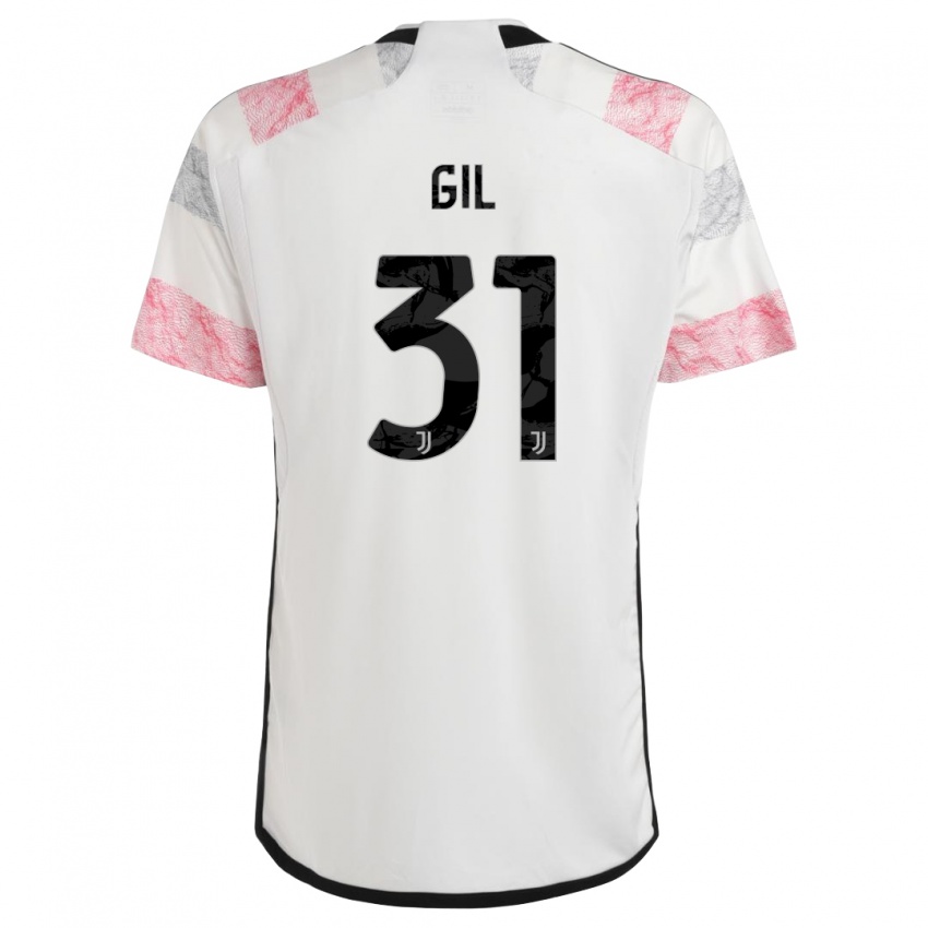 Hombre Camiseta Javier Gil #31 Blanco Rosa 2ª Equipación 2023/24 La Camisa Perú