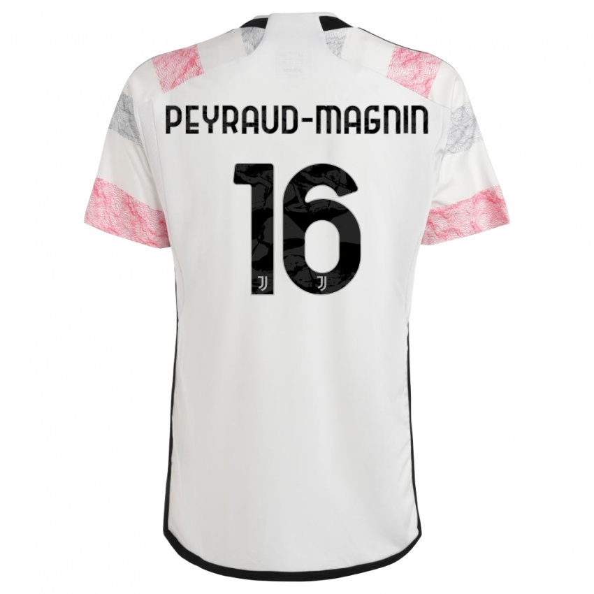 Hombre Camiseta Pauline Peyraud-Magnin #16 Blanco Rosa 2ª Equipación 2023/24 La Camisa Perú