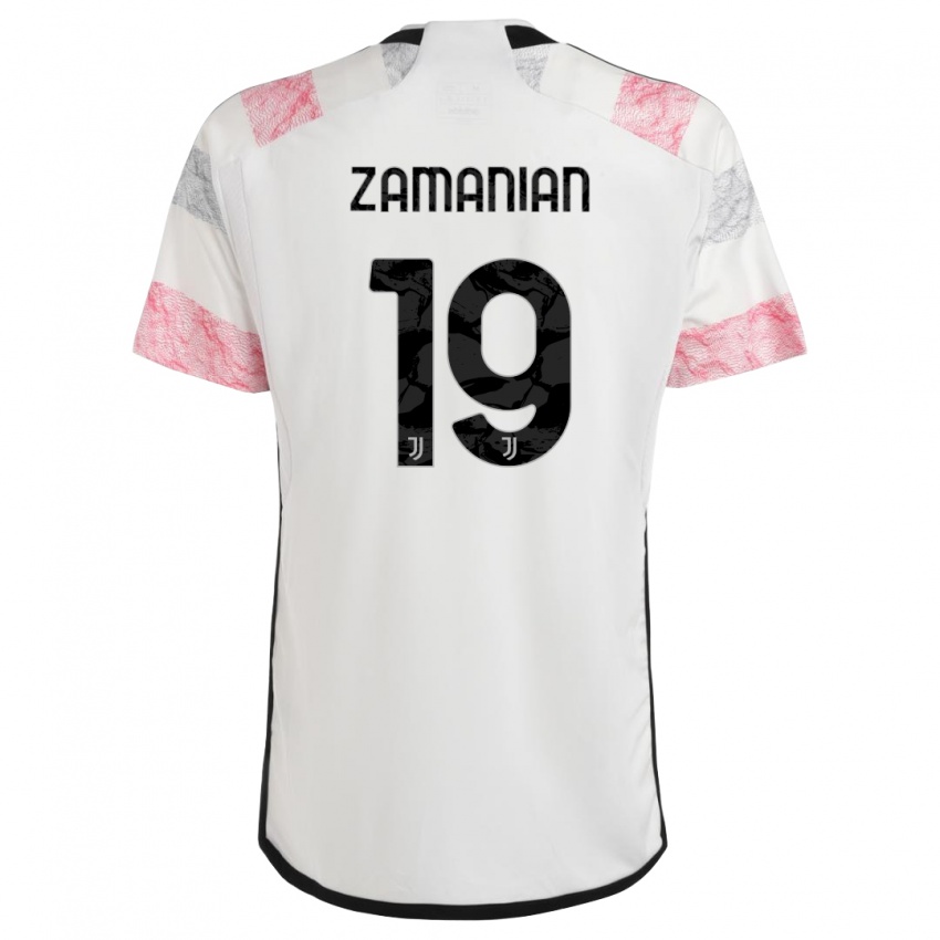 Hombre Camiseta Annahita Zamanian #19 Blanco Rosa 2ª Equipación 2023/24 La Camisa Perú