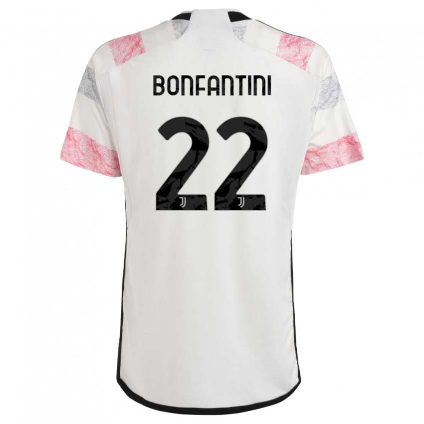 Hombre Camiseta Agnese Bonfantini #22 Blanco Rosa 2ª Equipación 2023/24 La Camisa Perú