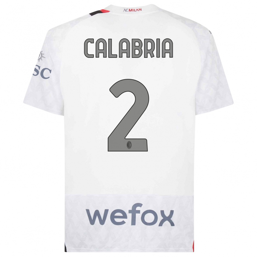 Hombre Camiseta Davide Calabria #2 Blanco 2ª Equipación 2023/24 La Camisa Perú