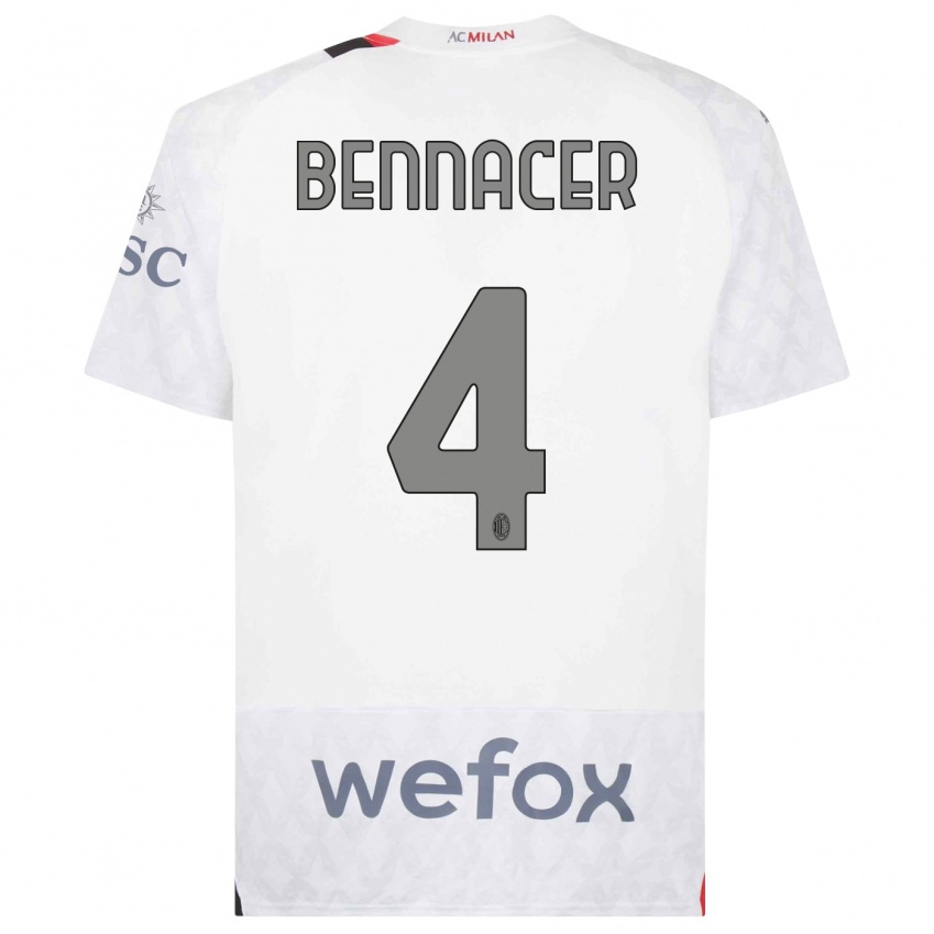 Hombre Camiseta Ismael Bennacer #4 Blanco 2ª Equipación 2023/24 La Camisa Perú