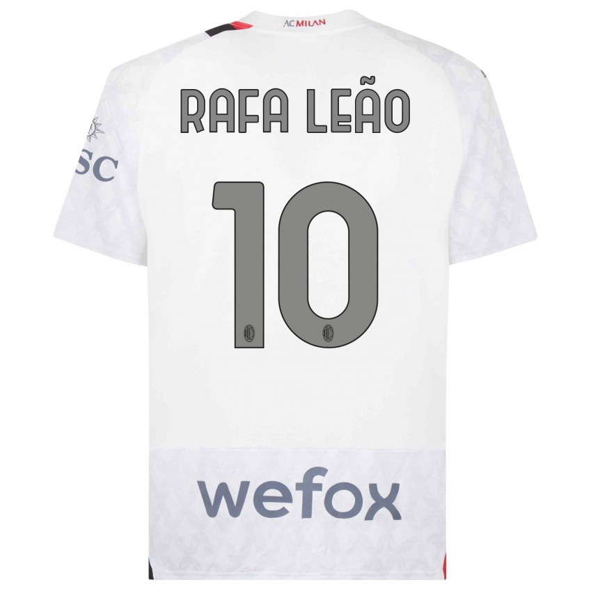 Hombre Camiseta Rafael Leao #10 Blanco 2ª Equipación 2023/24 La Camisa Perú