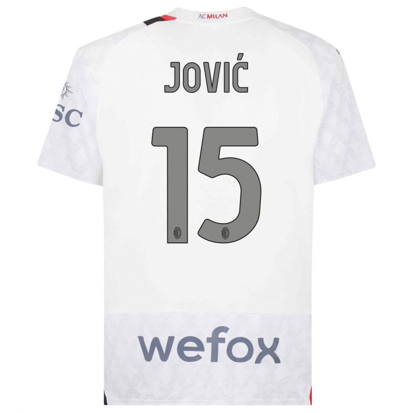 Hombre Camiseta Luka Jovic #15 Blanco 2ª Equipación 2023/24 La Camisa Perú