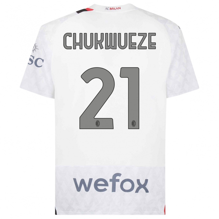 Hombre Camiseta Samuel Chukwueze #21 Blanco 2ª Equipación 2023/24 La Camisa Perú