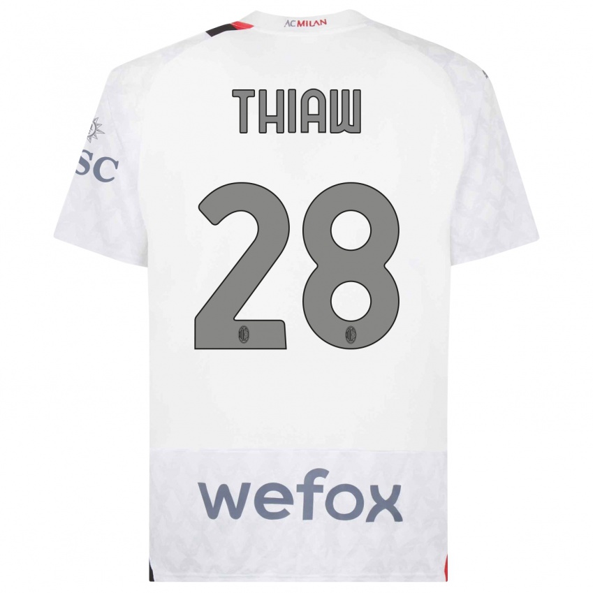 Hombre Camiseta Malick Thiaw #28 Blanco 2ª Equipación 2023/24 La Camisa Perú