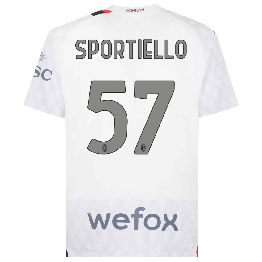 Hombre Camiseta Marco Sportiello #57 Blanco 2ª Equipación 2023/24 La Camisa Perú