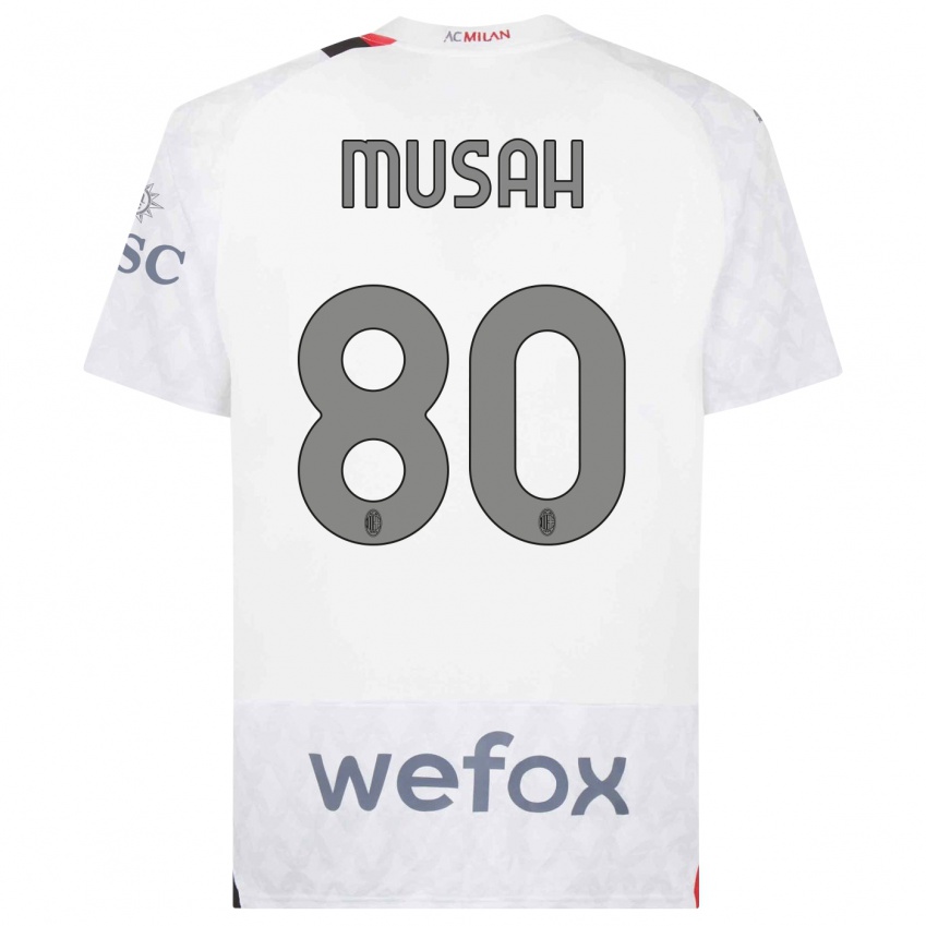 Hombre Camiseta Yunus Musah #80 Blanco 2ª Equipación 2023/24 La Camisa Perú