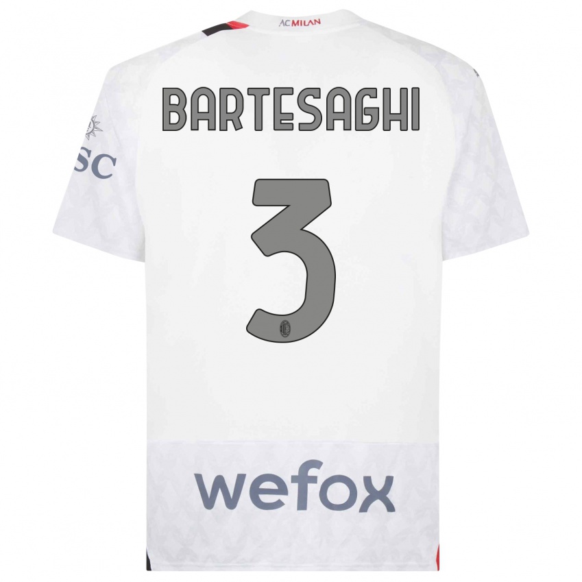 Hombre Camiseta Davide Bartesaghi #3 Blanco 2ª Equipación 2023/24 La Camisa Perú