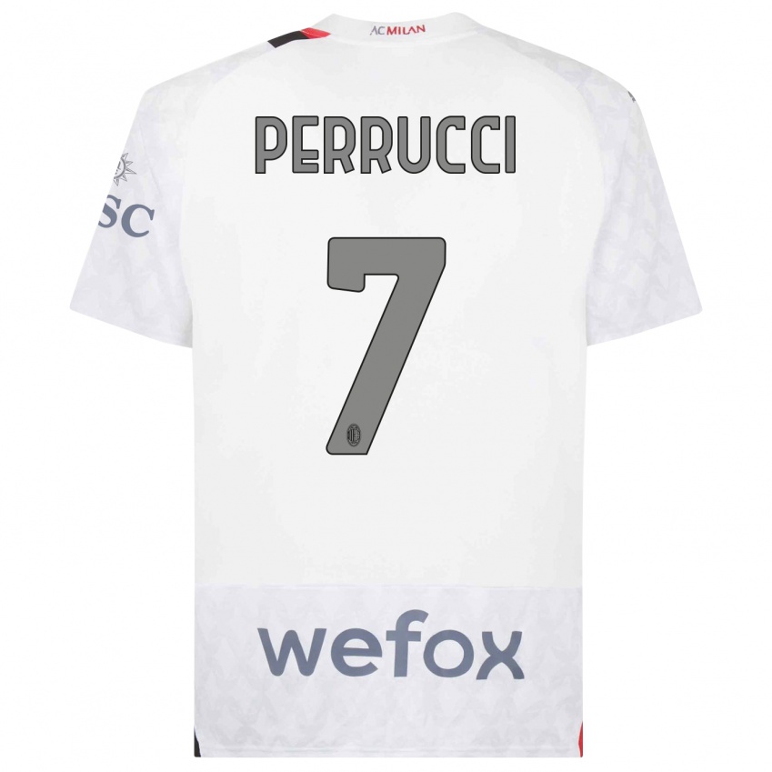 Hombre Camiseta Vincenzo Perrucci #7 Blanco 2ª Equipación 2023/24 La Camisa Perú