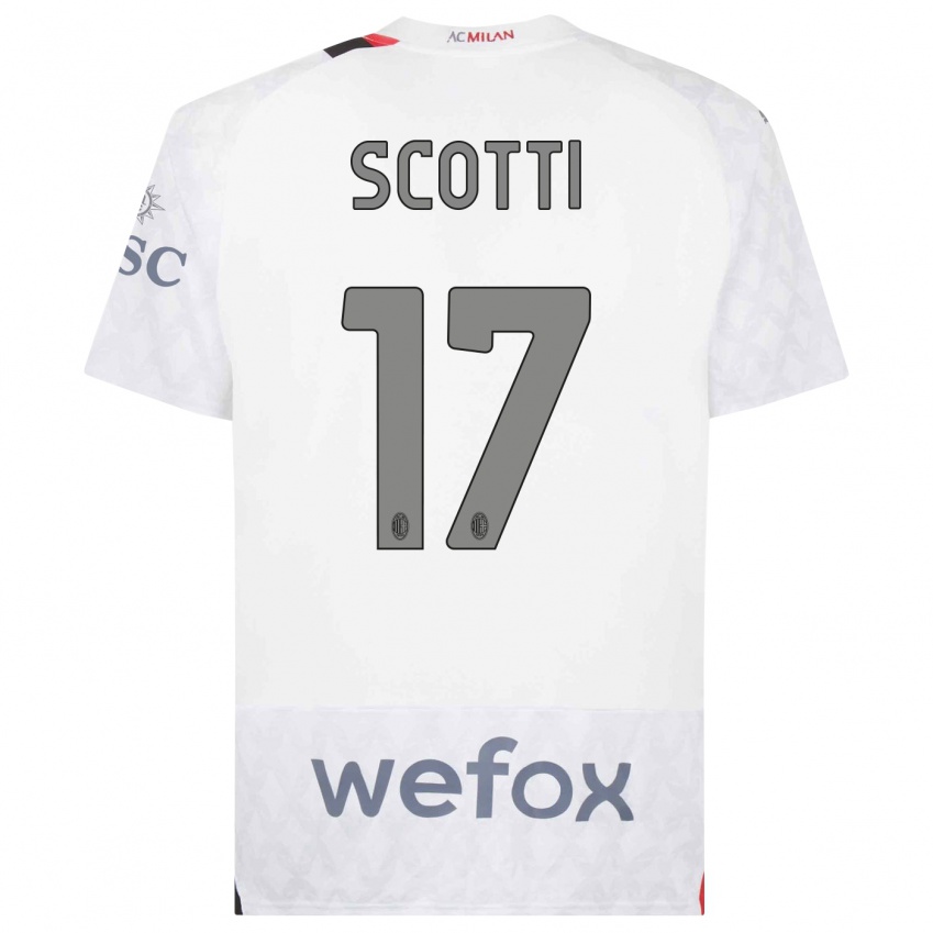 Hombre Camiseta Filippo Scotti #17 Blanco 2ª Equipación 2023/24 La Camisa Perú