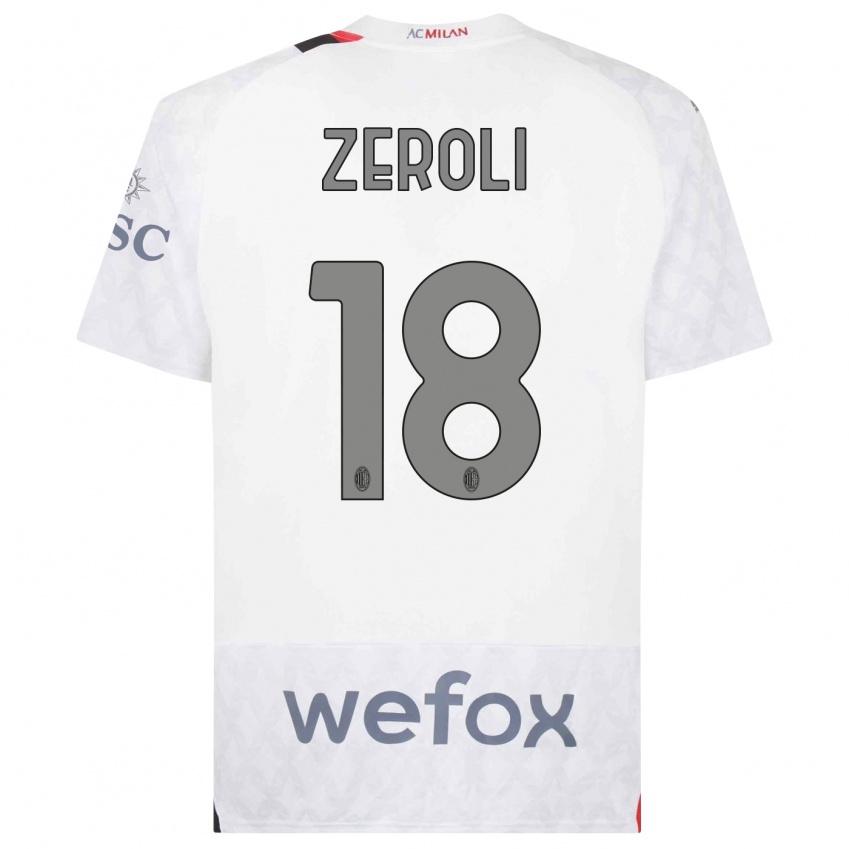 Hombre Camiseta Kevin Zeroli #18 Blanco 2ª Equipación 2023/24 La Camisa Perú