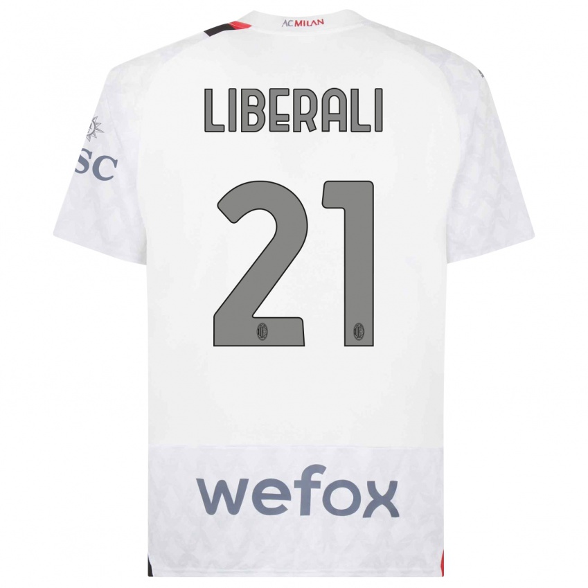 Hombre Camiseta Mattia Liberali #21 Blanco 2ª Equipación 2023/24 La Camisa Perú