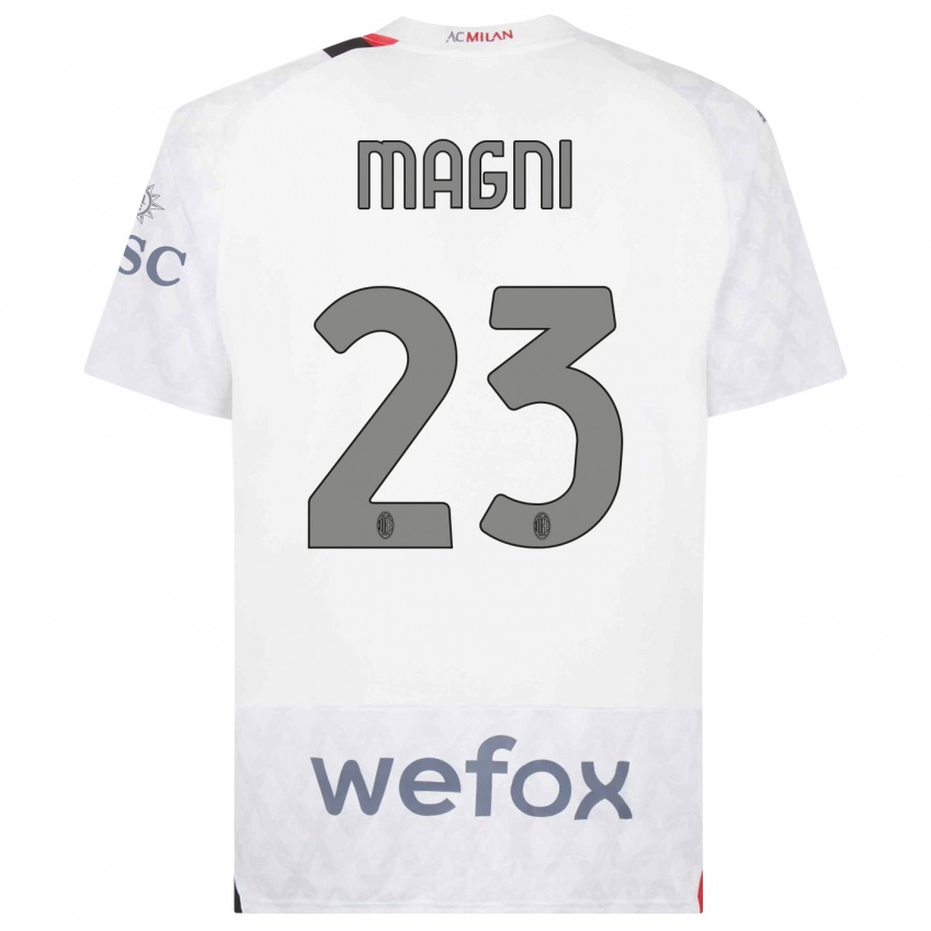 Hombre Camiseta Vittorio Magni #23 Blanco 2ª Equipación 2023/24 La Camisa Perú