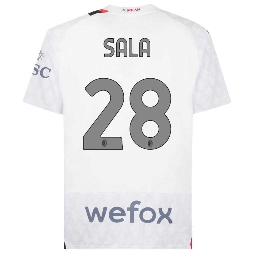 Hombre Camiseta Emanuele Sala #28 Blanco 2ª Equipación 2023/24 La Camisa Perú