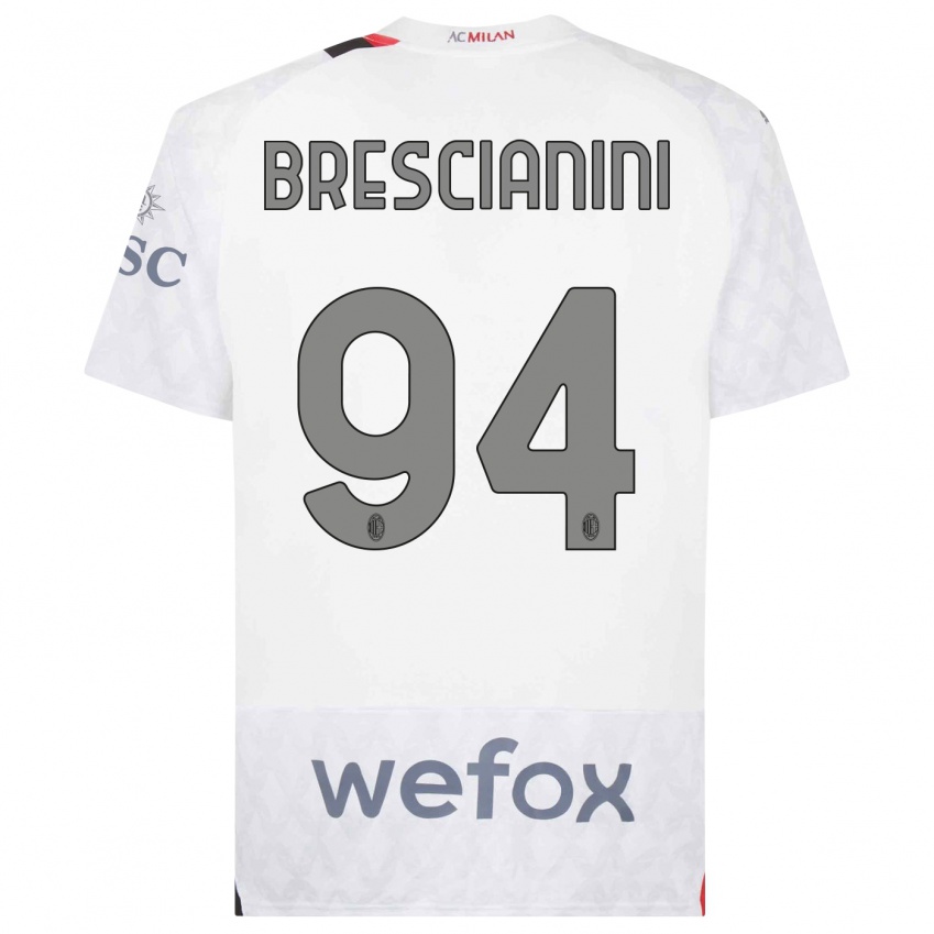 Hombre Camiseta Marco Brescianini #94 Blanco 2ª Equipación 2023/24 La Camisa Perú