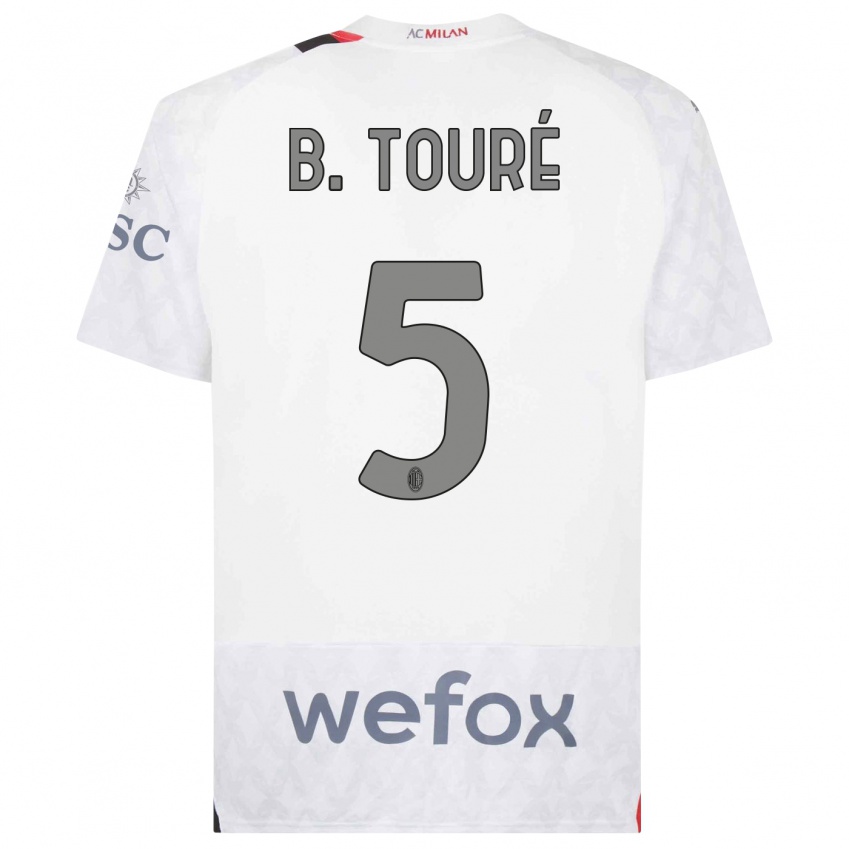 Hombre Camiseta Fode Ballo-Toure #5 Blanco 2ª Equipación 2023/24 La Camisa Perú