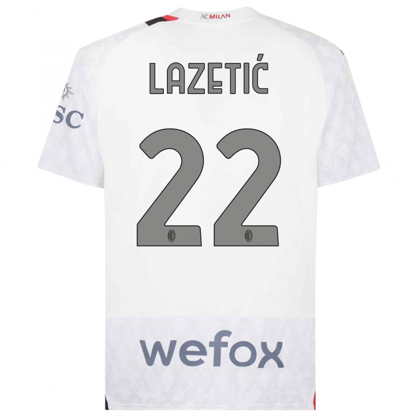 Hombre Camiseta Marko Lazetic #22 Blanco 2ª Equipación 2023/24 La Camisa Perú