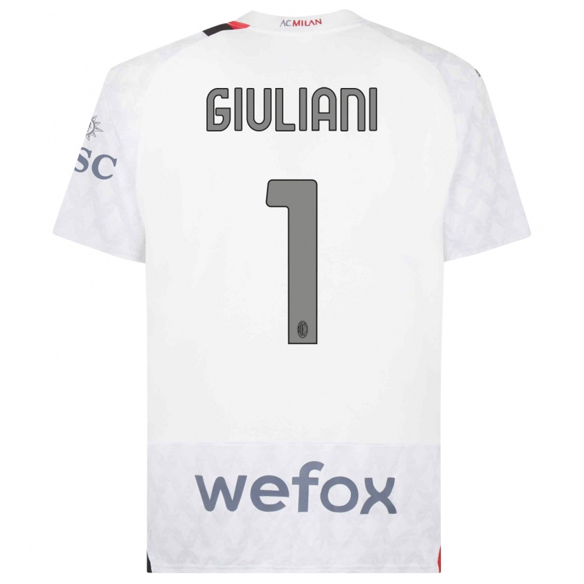 Hombre Camiseta Laura Giuliani #1 Blanco 2ª Equipación 2023/24 La Camisa Perú