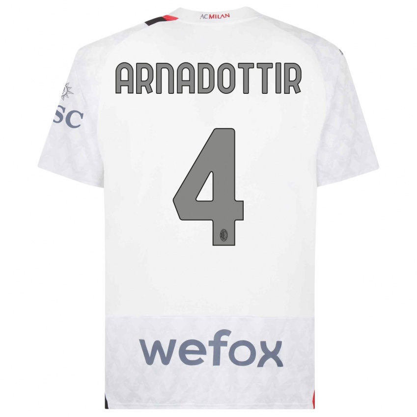 Hombre Camiseta Guony Arnadottir #4 Blanco 2ª Equipación 2023/24 La Camisa Perú