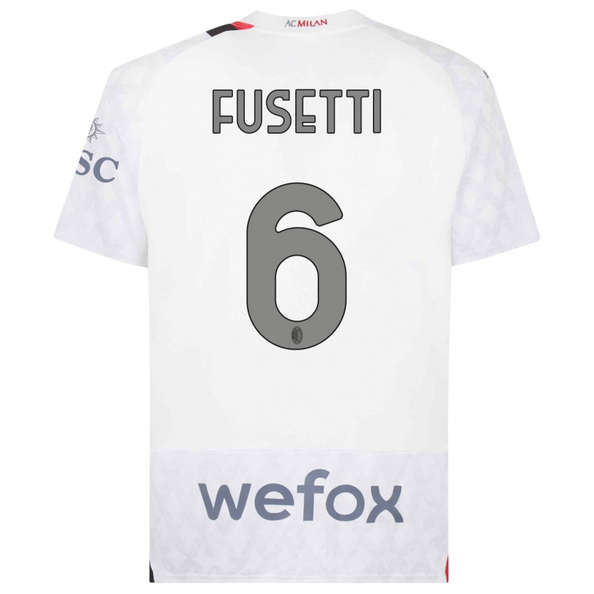 Hombre Camiseta Laura Fusetti #6 Blanco 2ª Equipación 2023/24 La Camisa Perú