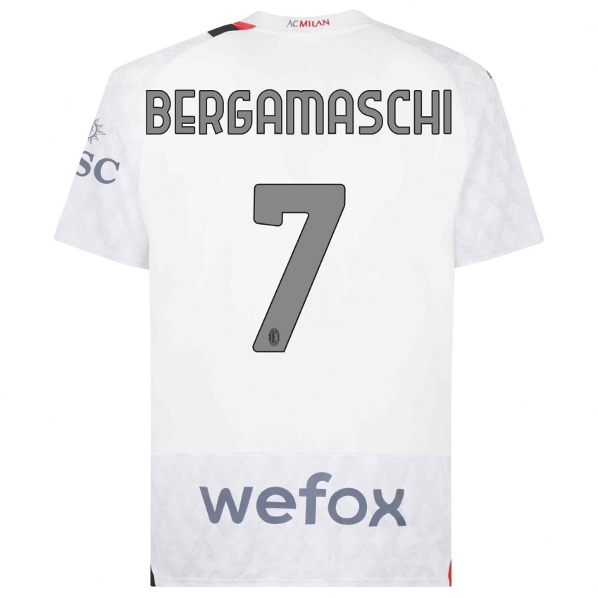 Hombre Camiseta Valentina Bergamaschi #7 Blanco 2ª Equipación 2023/24 La Camisa Perú