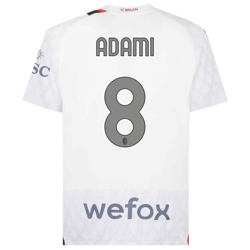 Hombre Camiseta Greta Adami #8 Blanco 2ª Equipación 2023/24 La Camisa Perú