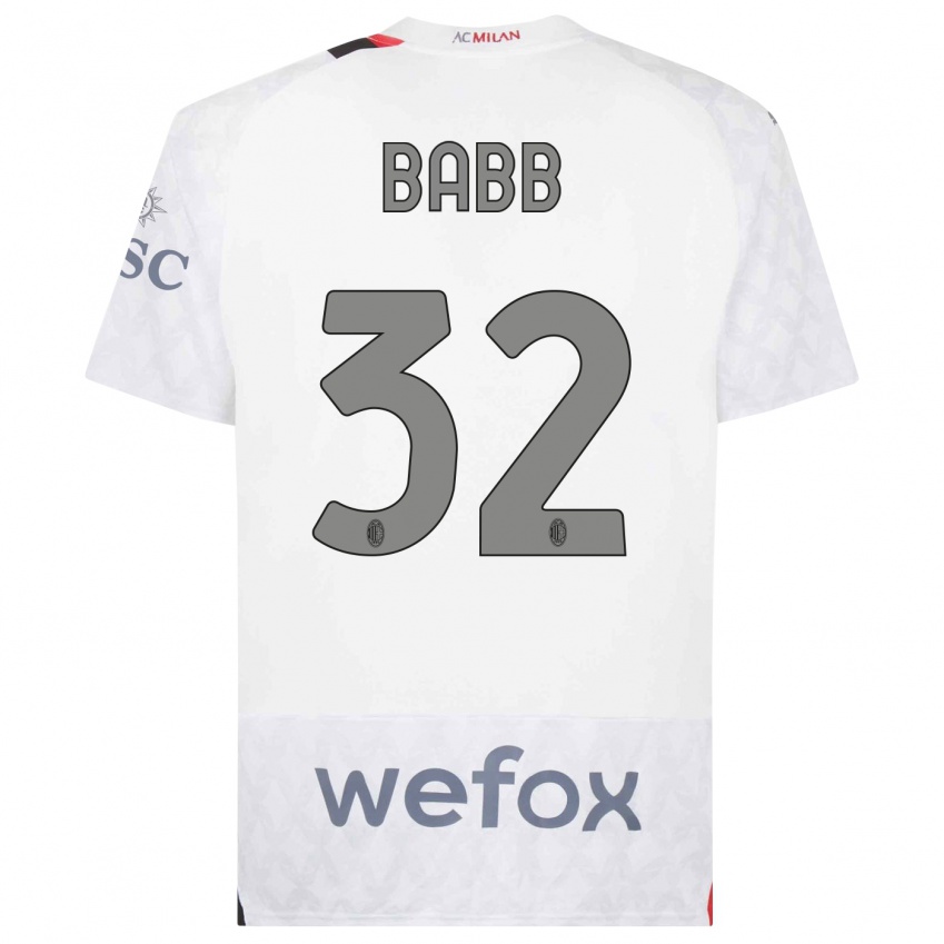 Hombre Camiseta Selena Delia Babb #32 Blanco 2ª Equipación 2023/24 La Camisa Perú