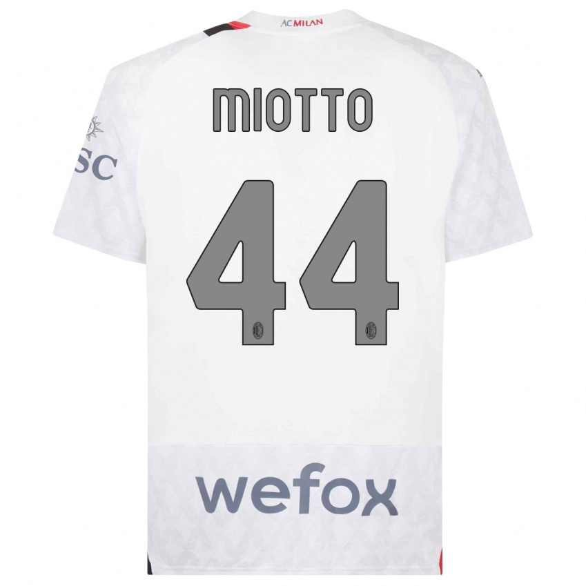 Hombre Camiseta Giorgia Miotto #44 Blanco 2ª Equipación 2023/24 La Camisa Perú