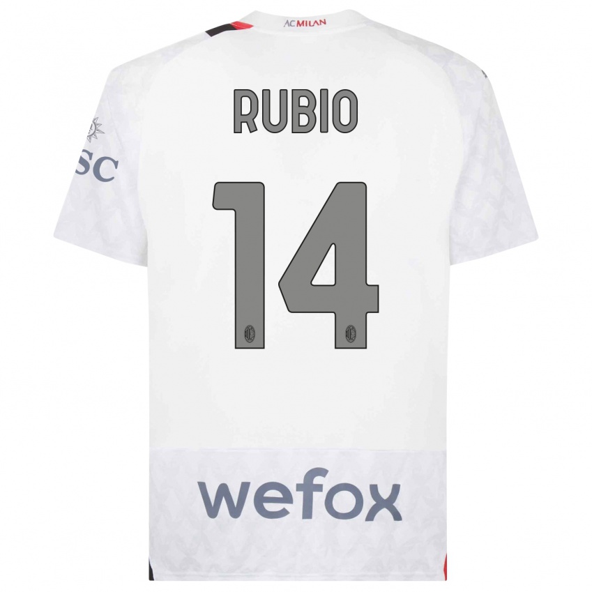 Hombre Camiseta Silvia Rubio #14 Blanco 2ª Equipación 2023/24 La Camisa Perú