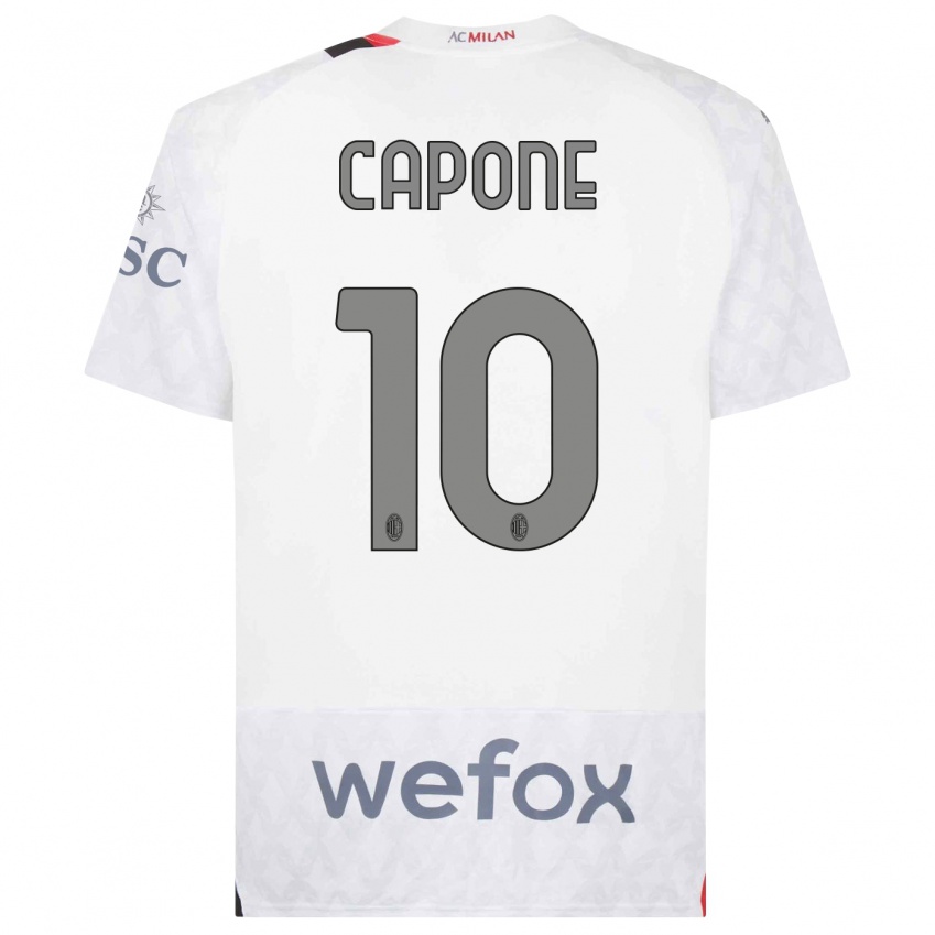 Hombre Camiseta Andrea Capone #10 Blanco 2ª Equipación 2023/24 La Camisa Perú