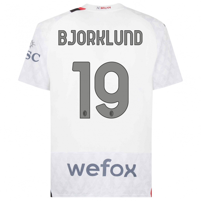 Hombre Camiseta Lukas Bjorklund #19 Blanco 2ª Equipación 2023/24 La Camisa Perú