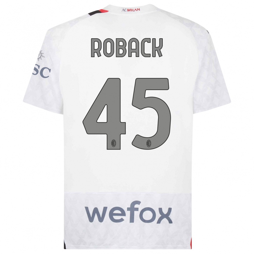 Hombre Camiseta Emil Roback #45 Blanco 2ª Equipación 2023/24 La Camisa Perú