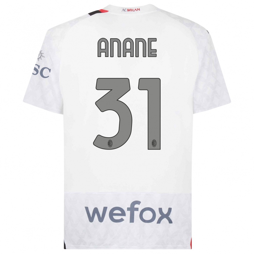 Hombre Camiseta Emmanuel Anane #31 Blanco 2ª Equipación 2023/24 La Camisa Perú