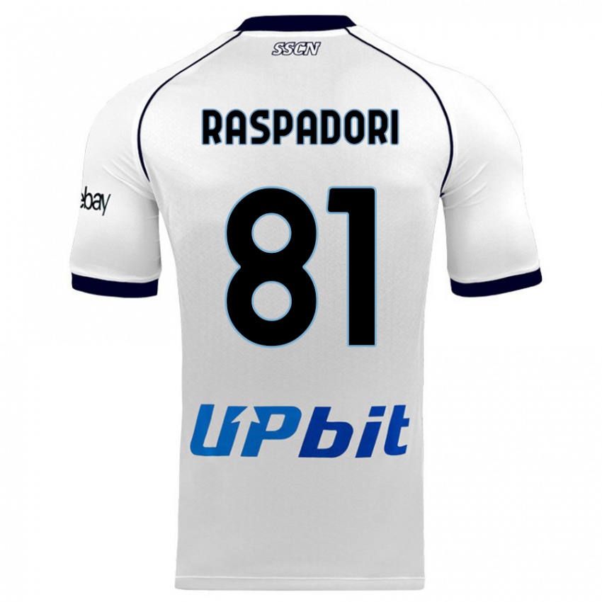 Hombre Camiseta Giacomo Raspadori #81 Blanco 2ª Equipación 2023/24 La Camisa Perú