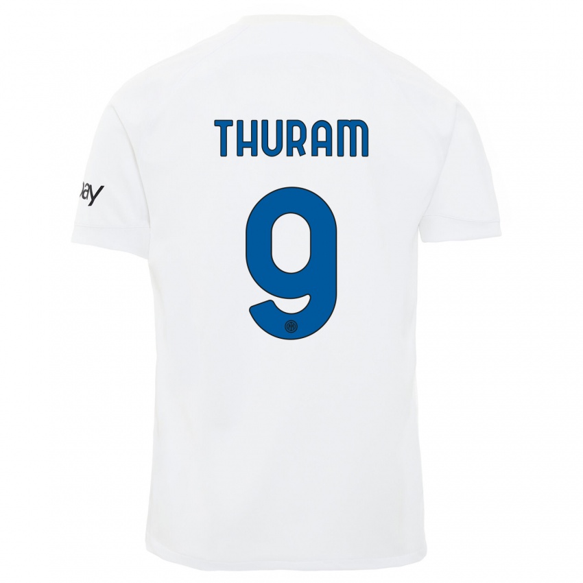 Hombre Camiseta Marcus Thuram #9 Blanco 2ª Equipación 2023/24 La Camisa Perú