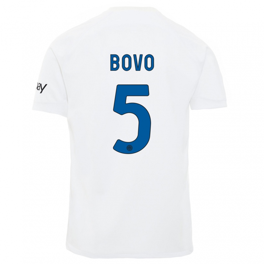 Hombre Camiseta Leonardo Bovo #5 Blanco 2ª Equipación 2023/24 La Camisa Perú