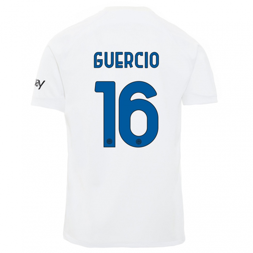 Hombre Camiseta Tommaso Guercio #16 Blanco 2ª Equipación 2023/24 La Camisa Perú