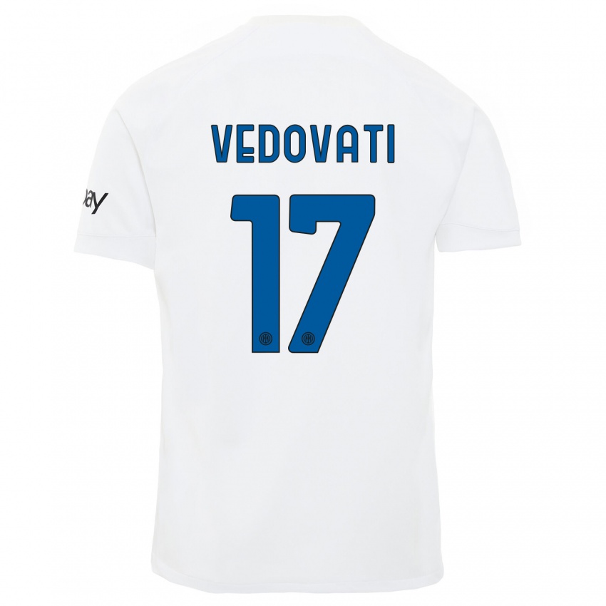 Hombre Camiseta Gabriele Vedovati #17 Blanco 2ª Equipación 2023/24 La Camisa Perú