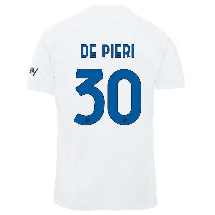 Hombre Camiseta Giacomo De Pieri #30 Blanco 2ª Equipación 2023/24 La Camisa Perú