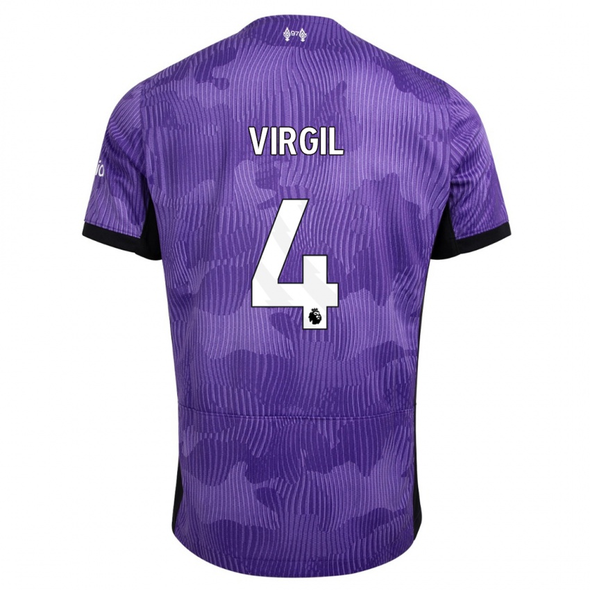 Hombre Camiseta Virgil Van Dijk #4 Púrpura Equipación Tercera 2023/24 La Camisa Perú